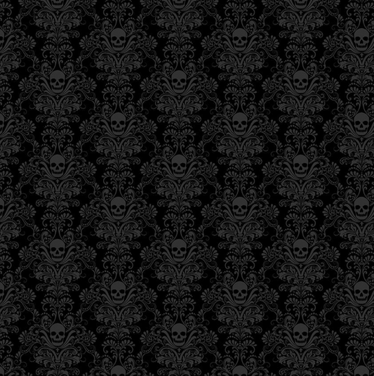 Skull Damask- Black