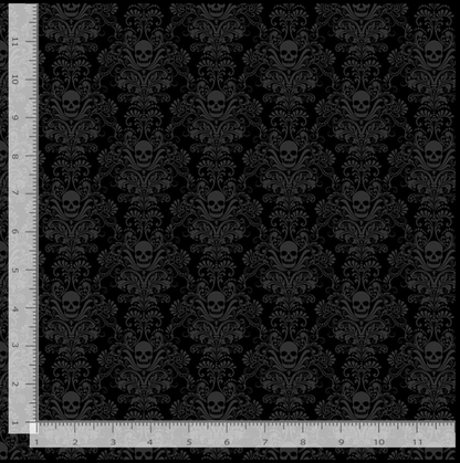 Skull Damask- Black