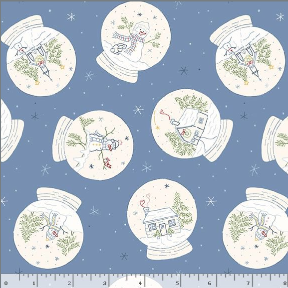 Snowman's Village Snow Globes- Blue