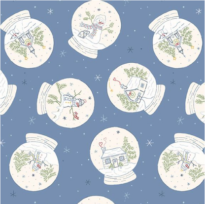 Snowman's Village Snow Globes- Blue