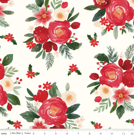 Wide Back Charming Christmas Floral- Cloud