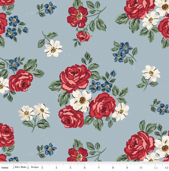 Wide Back Independence Floral- Blue