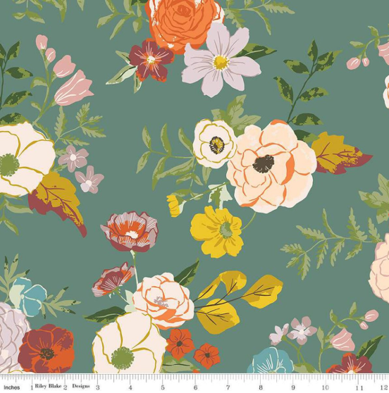 Wide Back Winged Medley Floral- Teal